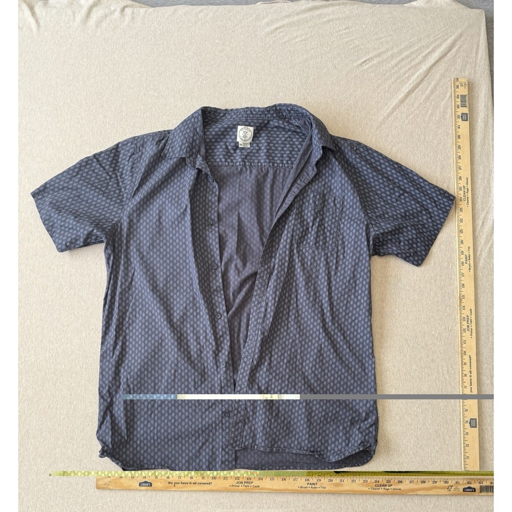 Voyager Xxl Men's Short Sleeve Button Up Collared Shirt Gray With Blue Pattern